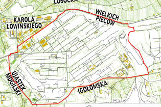 Granice miejscowego planu zagospodarowania przestrzennego obszaru