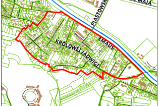 Granice obszaru objętego planem - ul. Piastowska